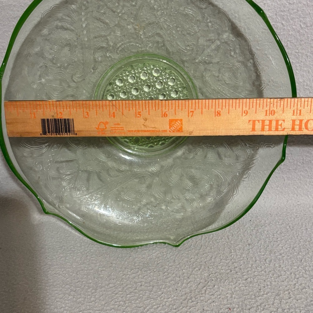 Green Depression Round Glass Decorative Centerpiece Bowl - Picture 5 of 7